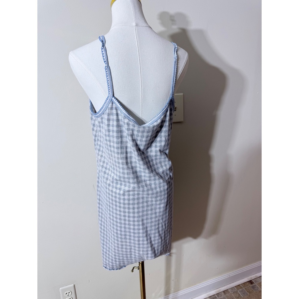 Y2K Secret Treasures Blue Plaid Teddy Bear Nightgown Sleep Dress Medium - Picture 6 of 10